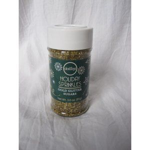 NEW Holiday Sprinkles Gold Glitter Sugar Crystals by Dallies 3.0 oz jar Sparkles